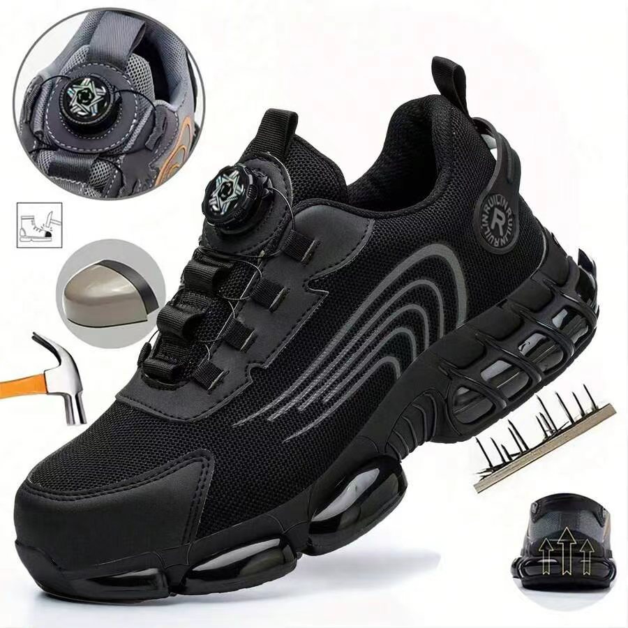 Men'S Shoes For Work - オールシーズン対応の男女兼用スチールトゥ作業靴、耐衝撃性スチールトゥキャップスニーカーブーツ、軽量で快適な産業用安全靴、耐摩耗性と耐久性があり、建設作業や日常使用に最適、全サイズ展開、労働節や父の日のギフトに最適。