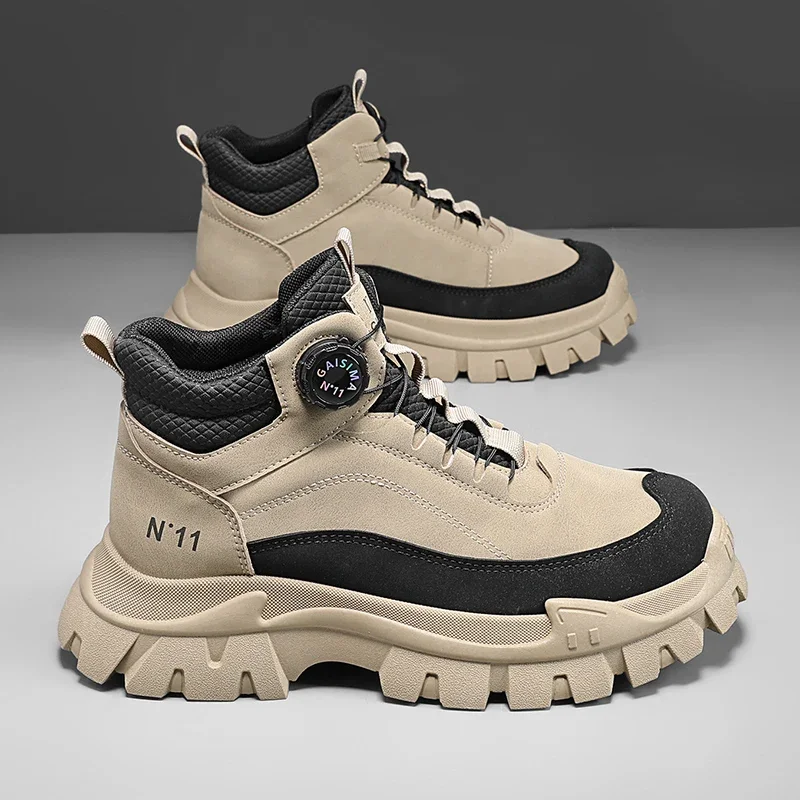 Men'S Shoes For Work - 高級メンズブーツ高品質快適なショートブーツ 2025 冬厚底カジュアルシューズ男性用ノンスリップスニーカー Zapatillas