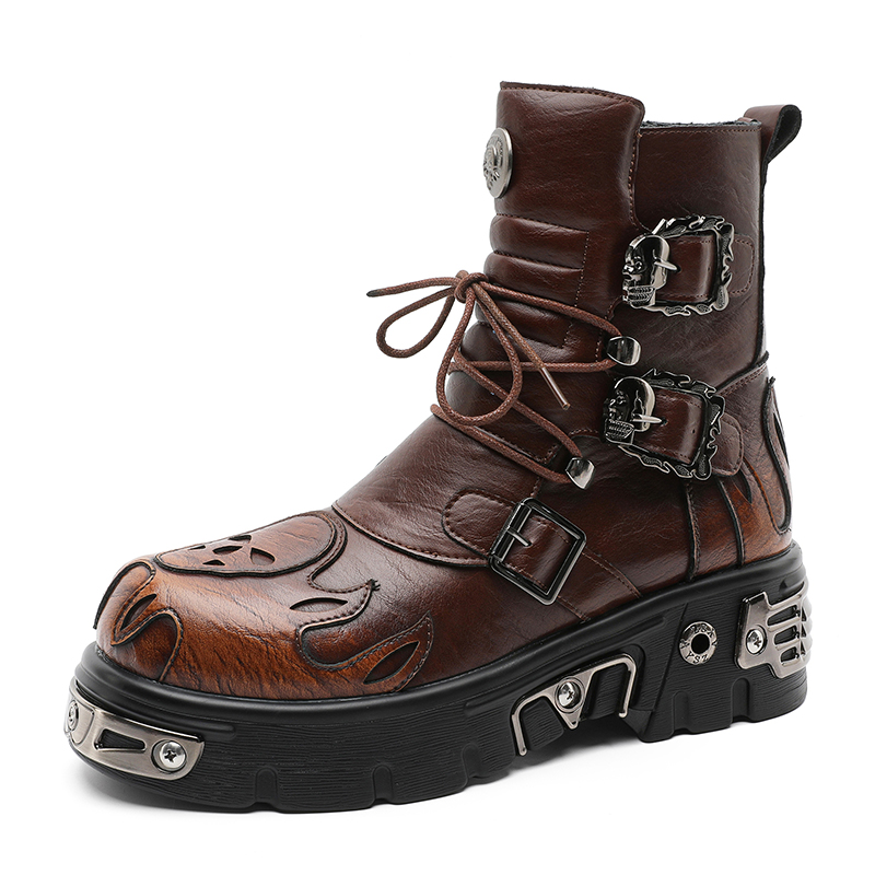 Men'S Shoes Height Increase - パンクスタイル レトロクール スカルフレーム パーソナライズド メンズシューズ 厚底