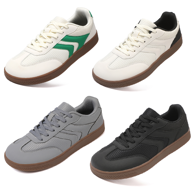 Men'S Shoes Zero Drop - ワイドトゥシューズ ユニセックス 人工皮革 ベアフットスニーカー カジュアル レトロ