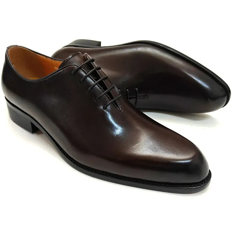 Oxford Brogue Leather - 男性用手作りオックスフォードレザーシューズ,仕事やビジネス用の快適な靴,レース付き,高品質