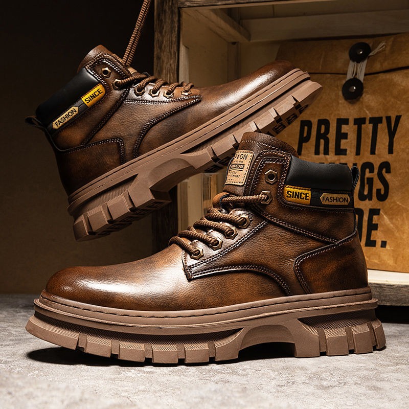 Men'S Shoes For Work - ヴィンテージ メンズ プラットフォーム アンクルブーツ 秋冬 ブリティッシュ