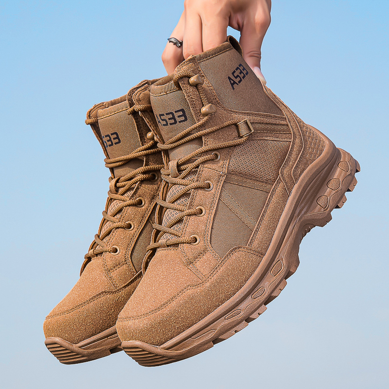 Men'S Shoes For Work - メンズミリタリータクティカルブーツアーミーブーツ男性サイドジッパーミリタリーブーツ男性滑り止めアンクルブーツ作業安全靴ハイキングシューズ