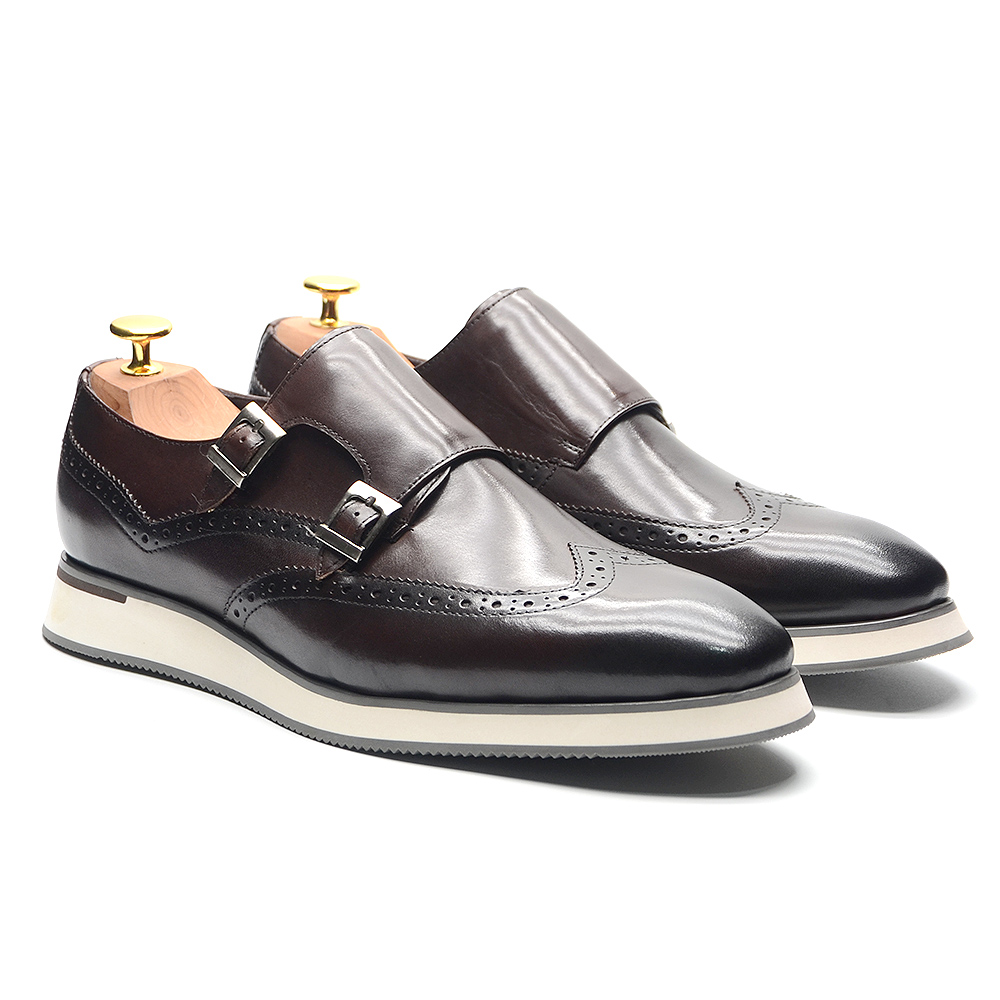 Oxford Brogue Leather - ヨーロッパの高級メンズスニーカー本革モンクストラップダブルバックルウィングチップオックスフォードブローグカジュアルビジネスドレスシューズ男性