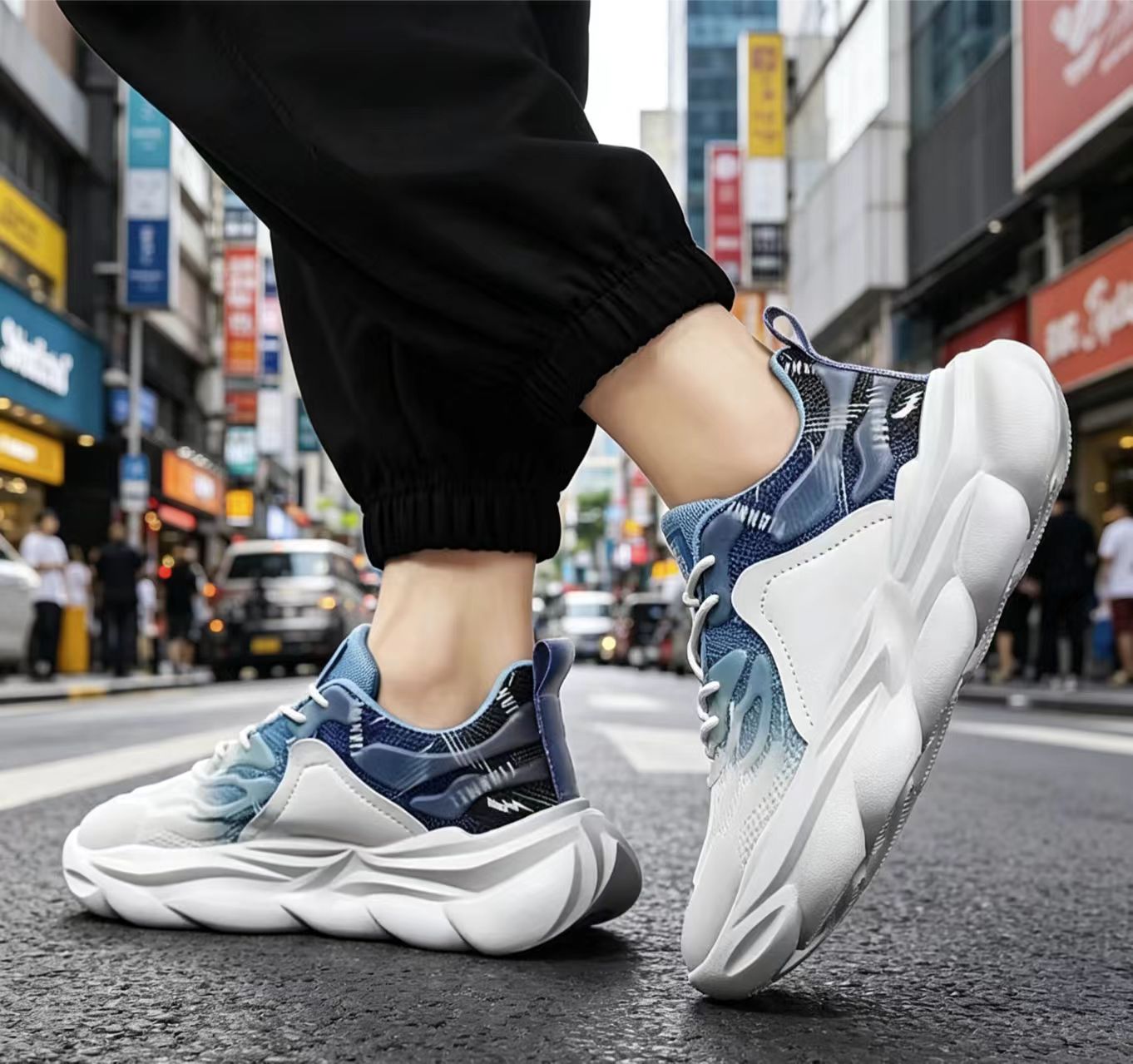 Men'S Shoes That Make You Taller - 通気性のあるメッシュ素材を使用したメンズ厚底ダッドシューズ、履くと背が高くなる効果があり、普段着や合わせやすいです。