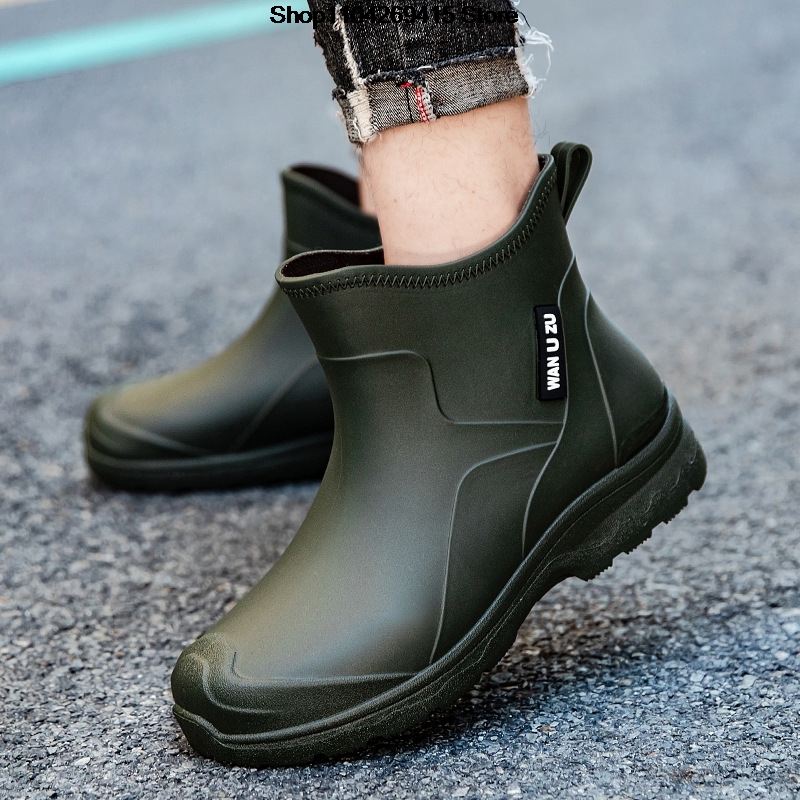 Men'S Shoes Water Resistant - メンズ防水防滑レインブーツ、ハイキング・釣り用、フリース裏地、耐摩耗性ウォーターシューズ、厚底プラスチックソール