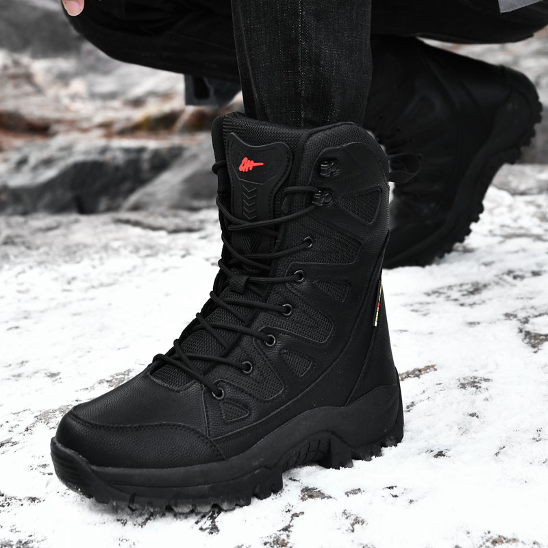 Men'S Shoes Zipper - 男性オートバイ戦術ブーツレースアップ女性軍暖かい快適な登山ハイキングシューズぬいぐるみユニセックス狩猟ブーツ高品質
