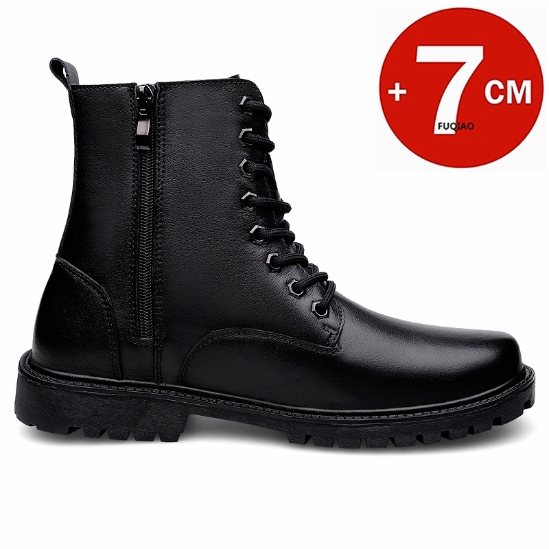 メンズ本革エレベーターブーツ 冬用暖かい裏地付きジップアップ - Men'S Shoes Height Increase のレビューと価格
