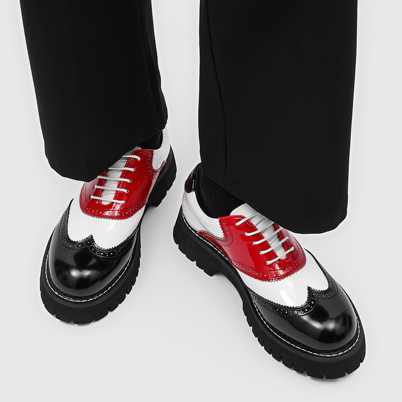 メンズファッションヒップホップロックプラットフォームシューズ - Oxford Brogue Leather のレビューと価格