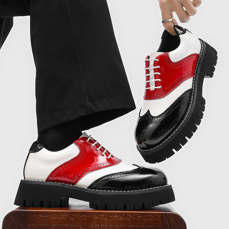 メンズファッションヒップホップロックプラットフォームシューズ - Oxford Brogue Leather のレビューと価格