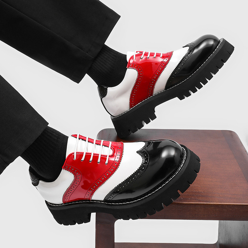 メンズファッションヒップホップロックプラットフォームシューズ - Oxford Brogue Leather のレビューと価格