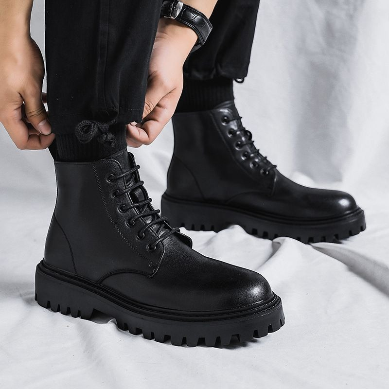 メンズハイカットレザーブーツ ファッション ブリティッシュス - Men'S Shoes Height Increase のレビューと価格