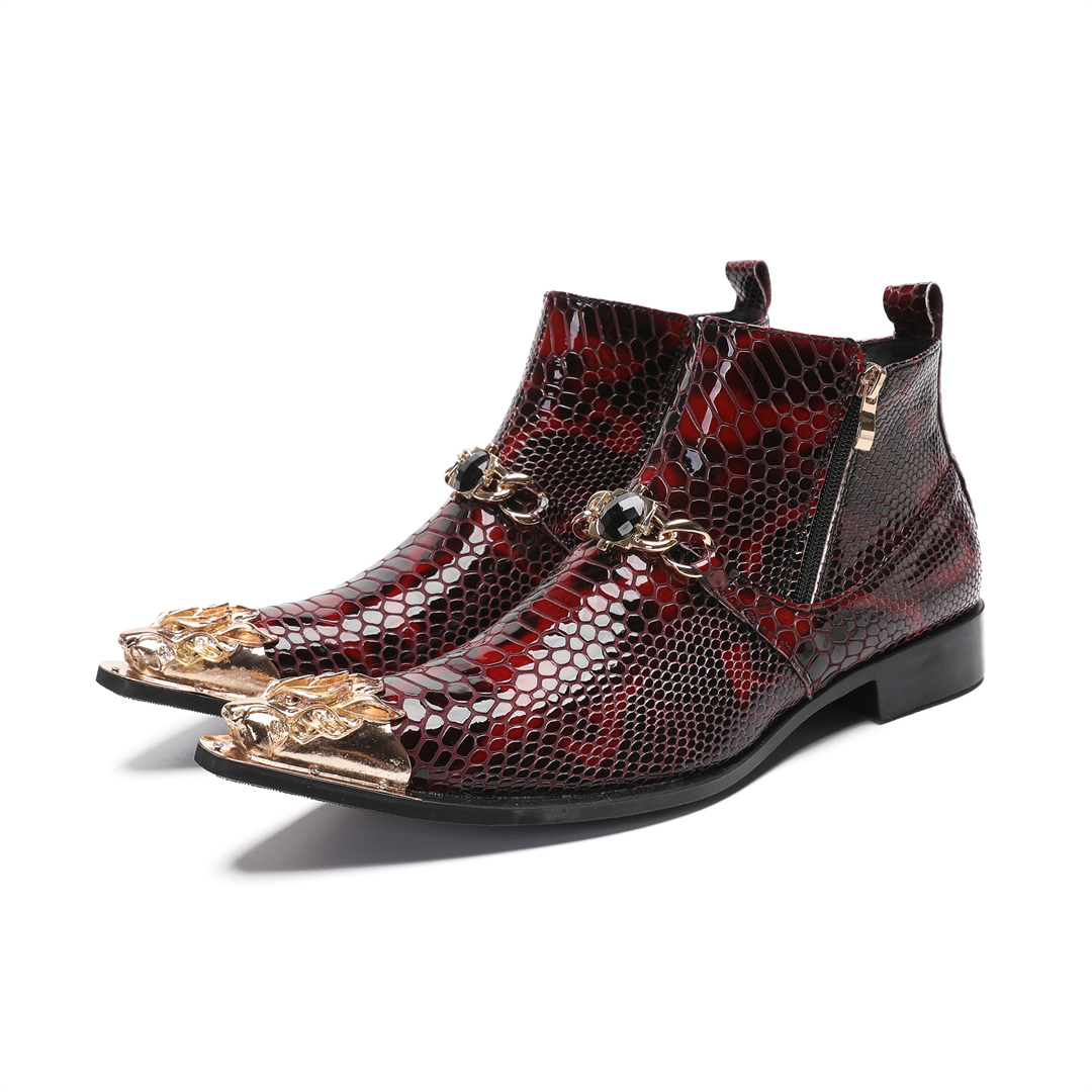 メンズファッションメタルポインテッドトゥ本革アンクルブーツ、 - Men'S Shoes Zipper のレビューと価格