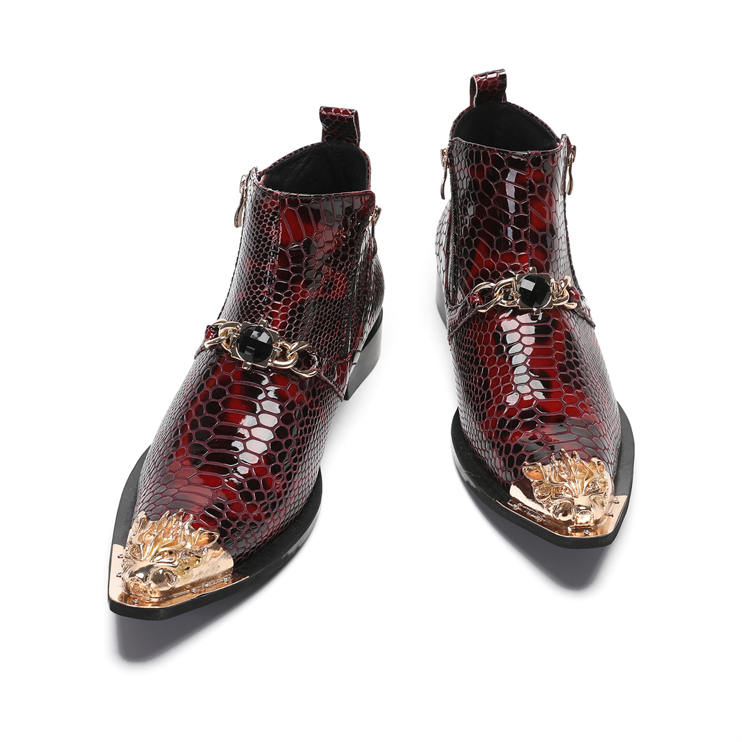 メンズファッションメタルポインテッドトゥ本革アンクルブーツ、 - Men'S Shoes Zipper のレビューと価格