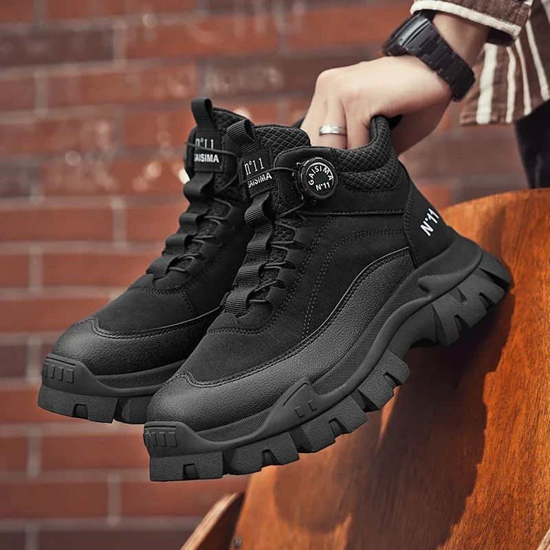 高級メンズブーツ高品質快適なショートブーツ 2025 冬厚底 - Men'S Shoes For Work のレビューと価格