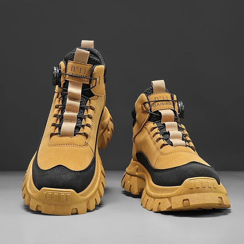 高級メンズブーツ高品質快適なショートブーツ 2025 冬厚底 - Men'S Shoes For Work のレビューと価格