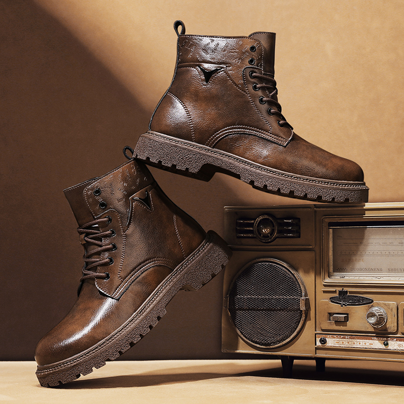 6cm身長アップ効果のあるメンズブーツ、レザー製、アウトドア - Men'S Shoes Height Increase のレビューと価格