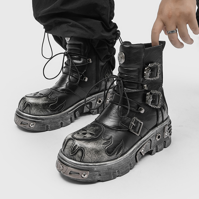 パンクスタイル レトロクール スカルフレーム パーソナライズ - Men'S Shoes Height Increase のレビューと価格