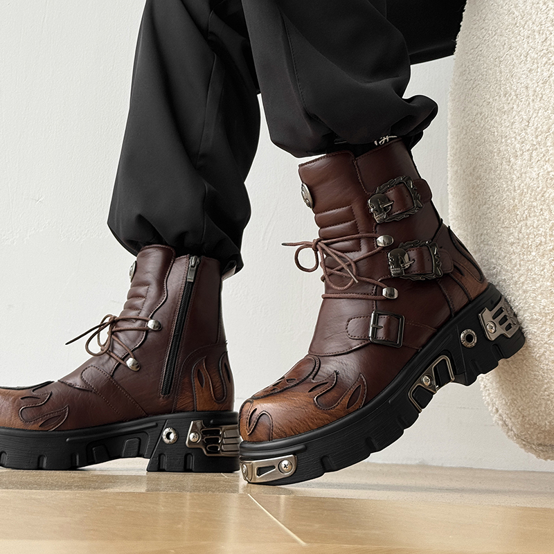 パンクスタイル レトロクール スカルフレーム パーソナライズ - Men'S Shoes Height Increase のレビューと価格