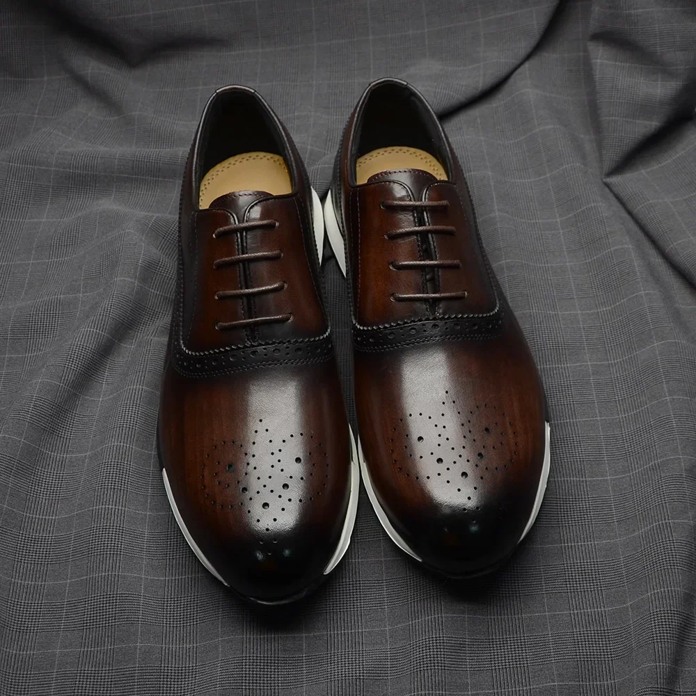 10 色手作り本革オックスフォードスニーカーシューズ男性用レ - Oxford Brogue Leather のレビューと価格