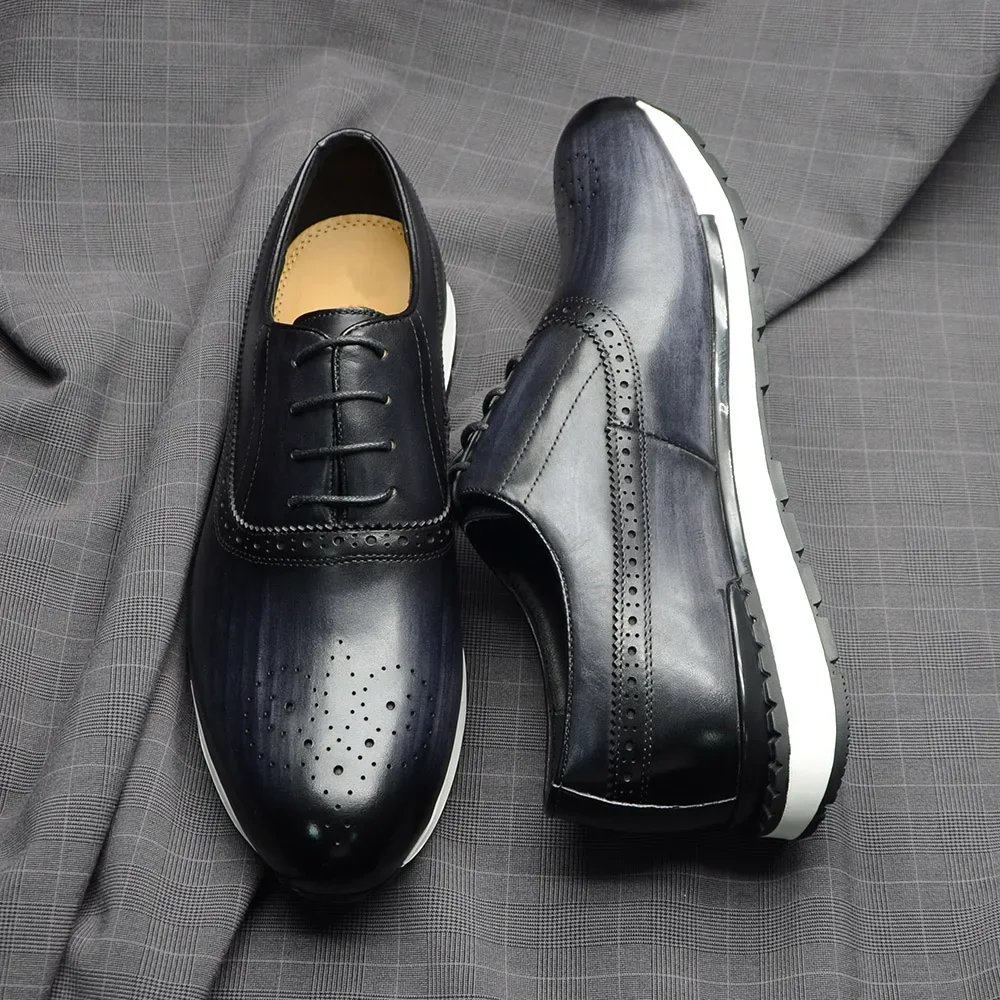10 色手作り本革オックスフォードスニーカーシューズ男性用レ - Oxford Brogue Leather のレビューと価格