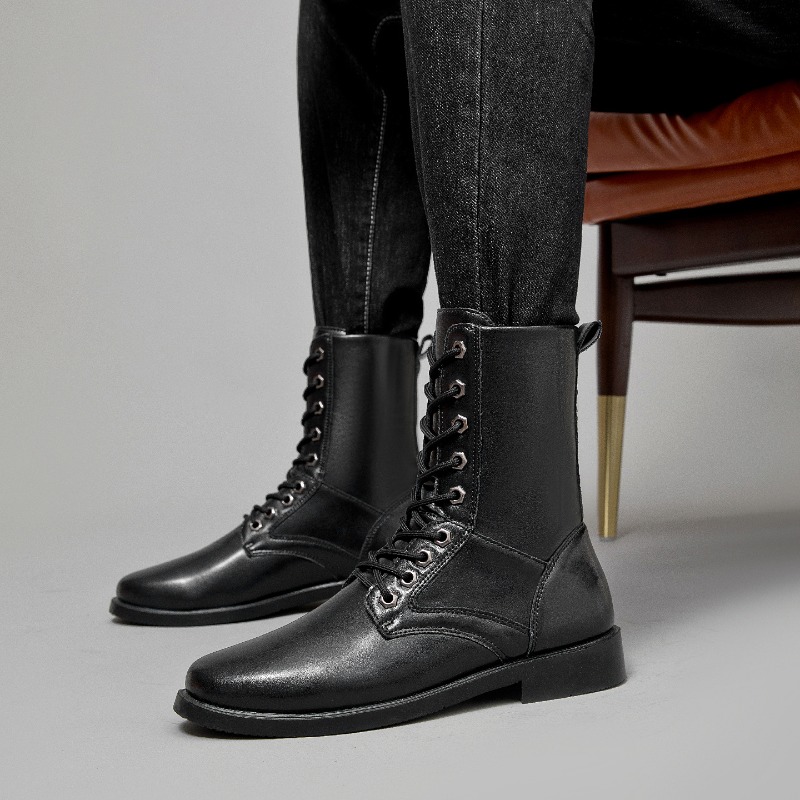 ハイカットレザーブーツ アウトドアタクティカルコンバットブー - Men'S Shoes For Work のレビューと価格