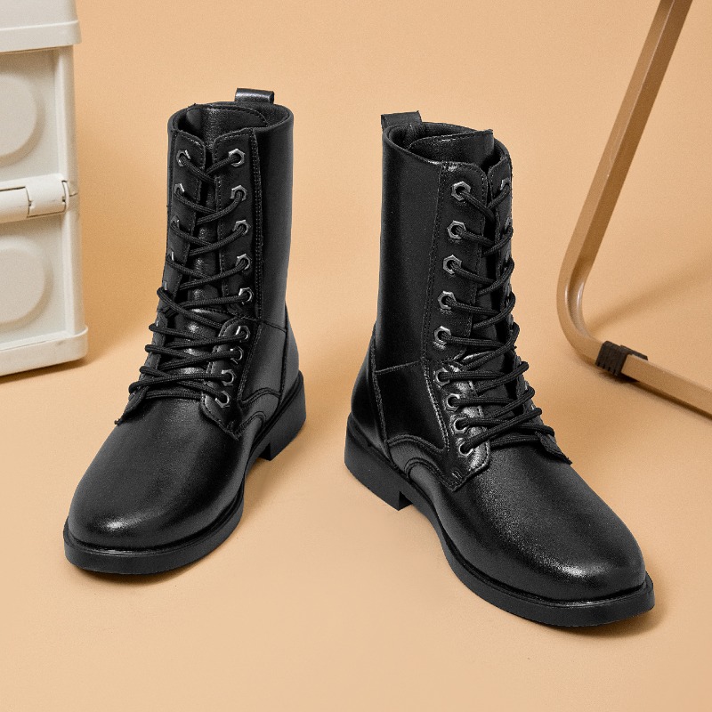 ハイカットレザーブーツ アウトドアタクティカルコンバットブー - Men'S Shoes For Work のレビューと価格