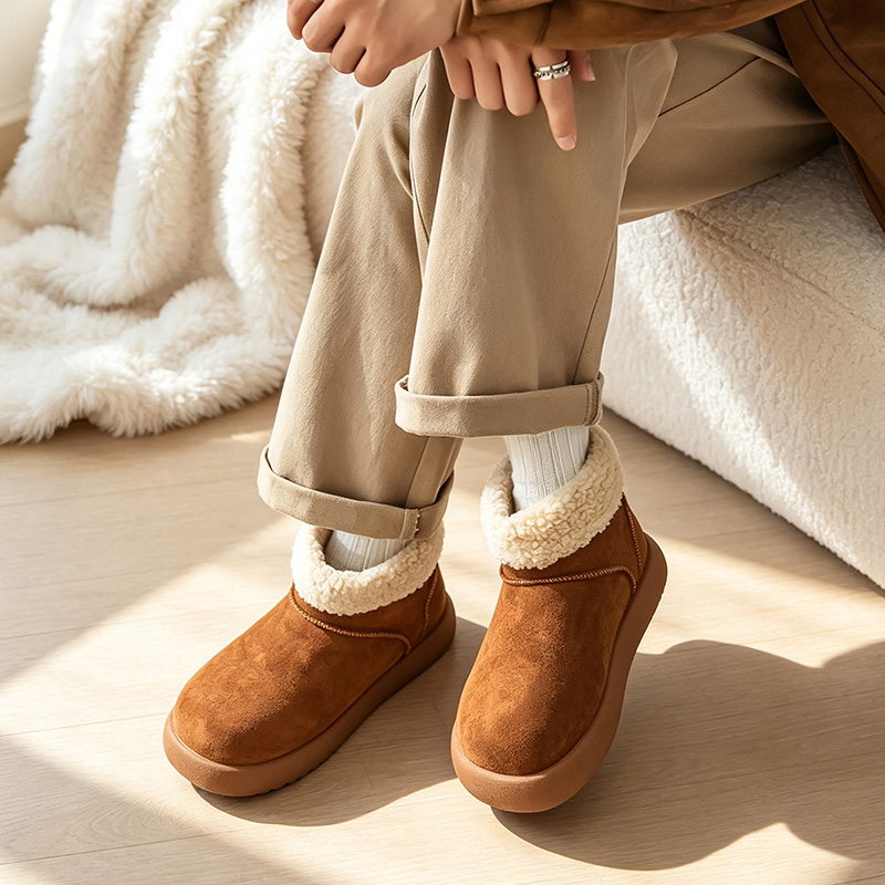 秋冬用メンズスノーブーツ、フリース裏地と厚手の断熱材付き、男 - Men'S Shoes Height Increase のレビューと価格