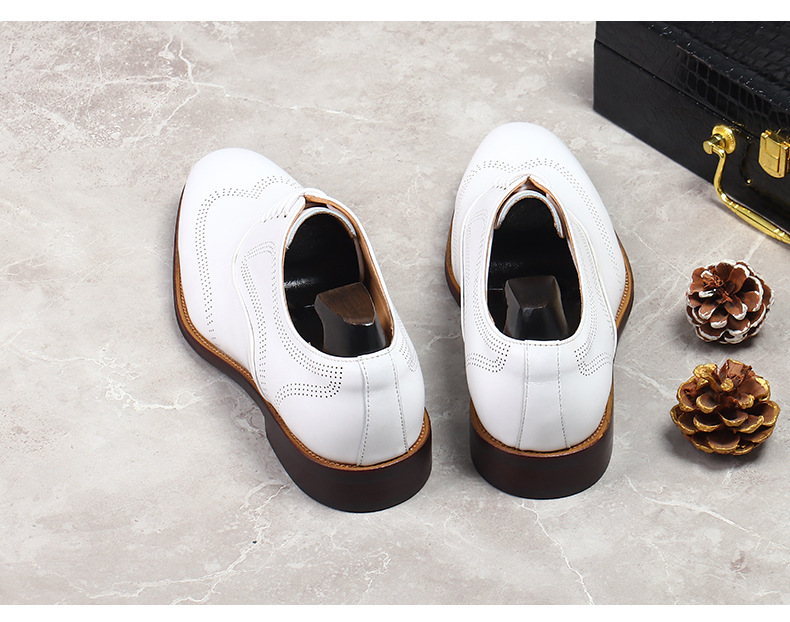 男性用耐摩耗性ブローグシューズ,ホワイト,本革,レースアップ - Oxford Brogue Leather のレビューと価格