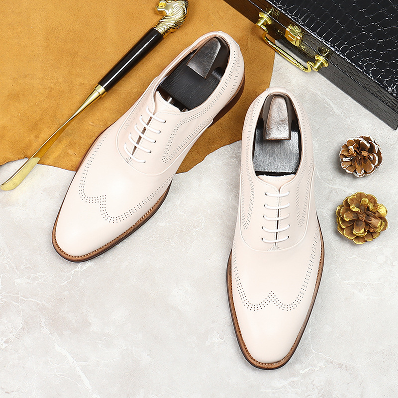 男性用耐摩耗性ブローグシューズ,ホワイト,本革,レースアップ - Oxford Brogue Leather のレビューと価格