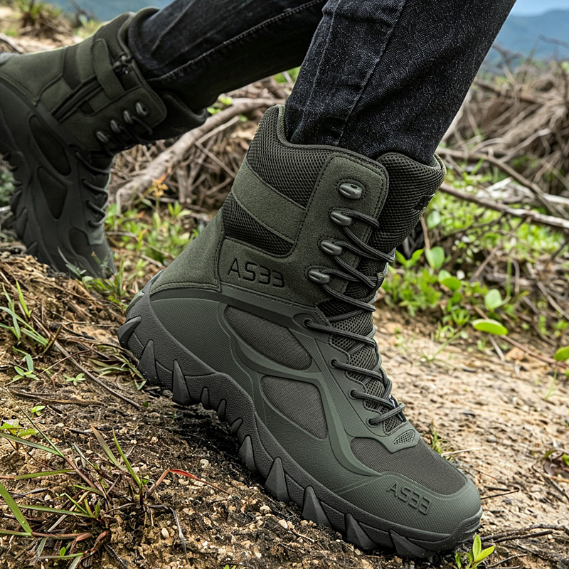 男性の戦術的なブーツカジュアル超軽量トレーニング安全作業防水 - Men'S Shoes Zipper のレビューと価格