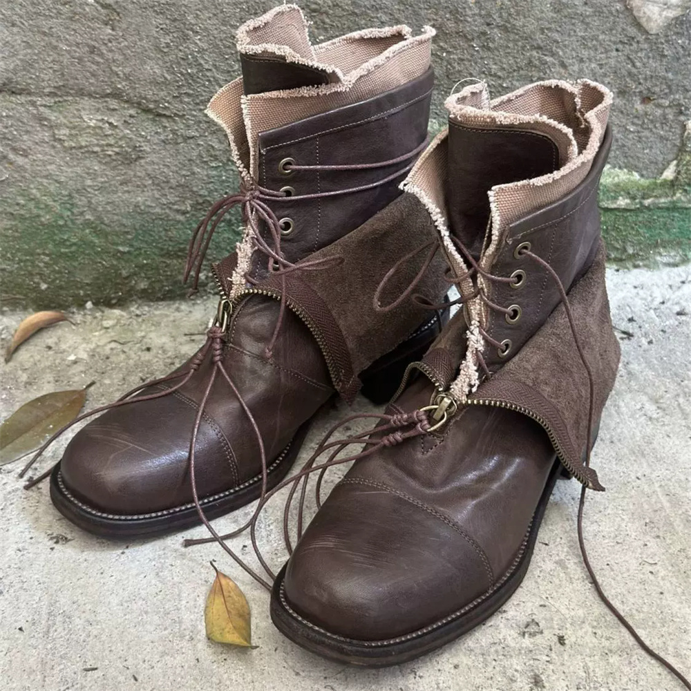トレンドの厚底ハイエンドメンズブーツ、ワンドリングスタイル、 - Men'S Shoes Zipper のレビューと価格
