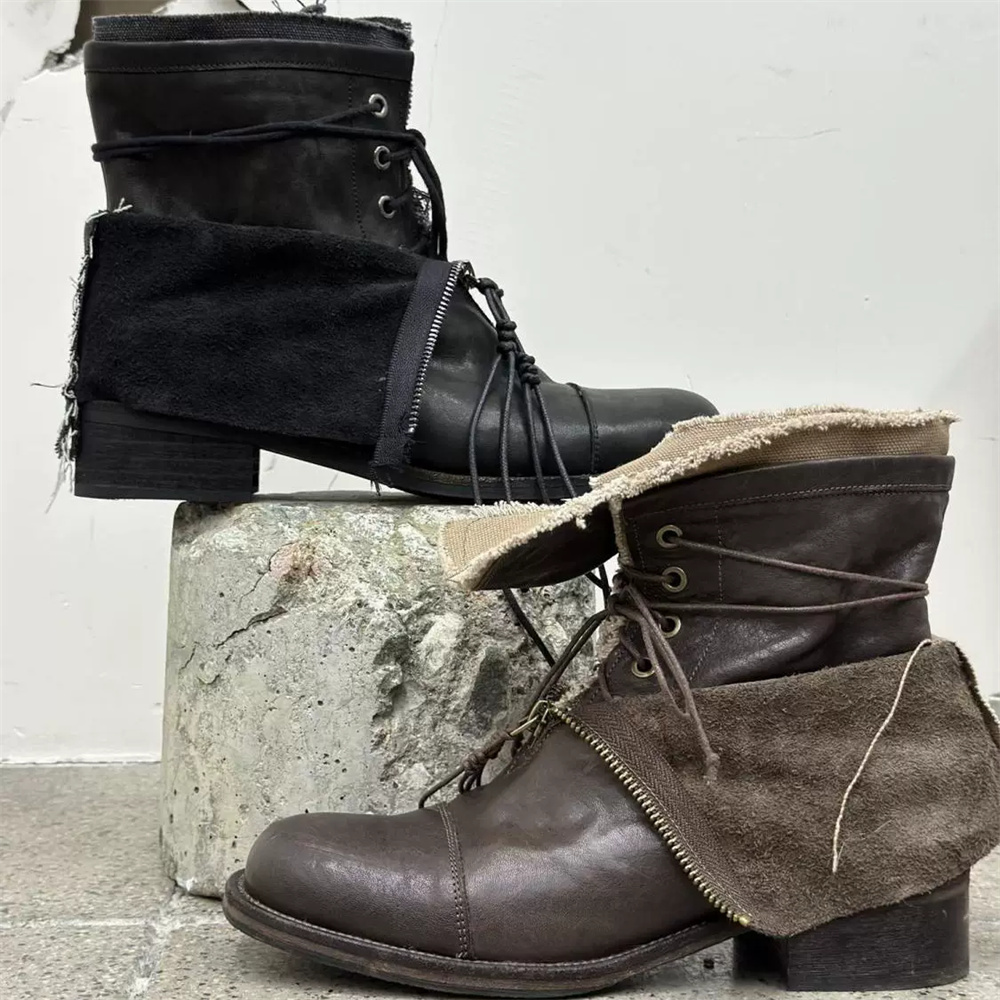 トレンドの厚底ハイエンドメンズブーツ、ワンドリングスタイル、 - Men'S Shoes Zipper のレビューと価格
