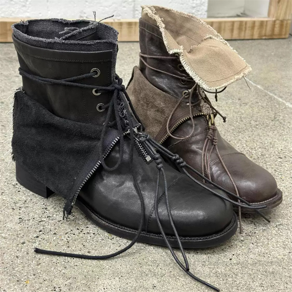トレンドの厚底ハイエンドメンズブーツ、ワンドリングスタイル、 - Men'S Shoes Zipper のレビューと価格