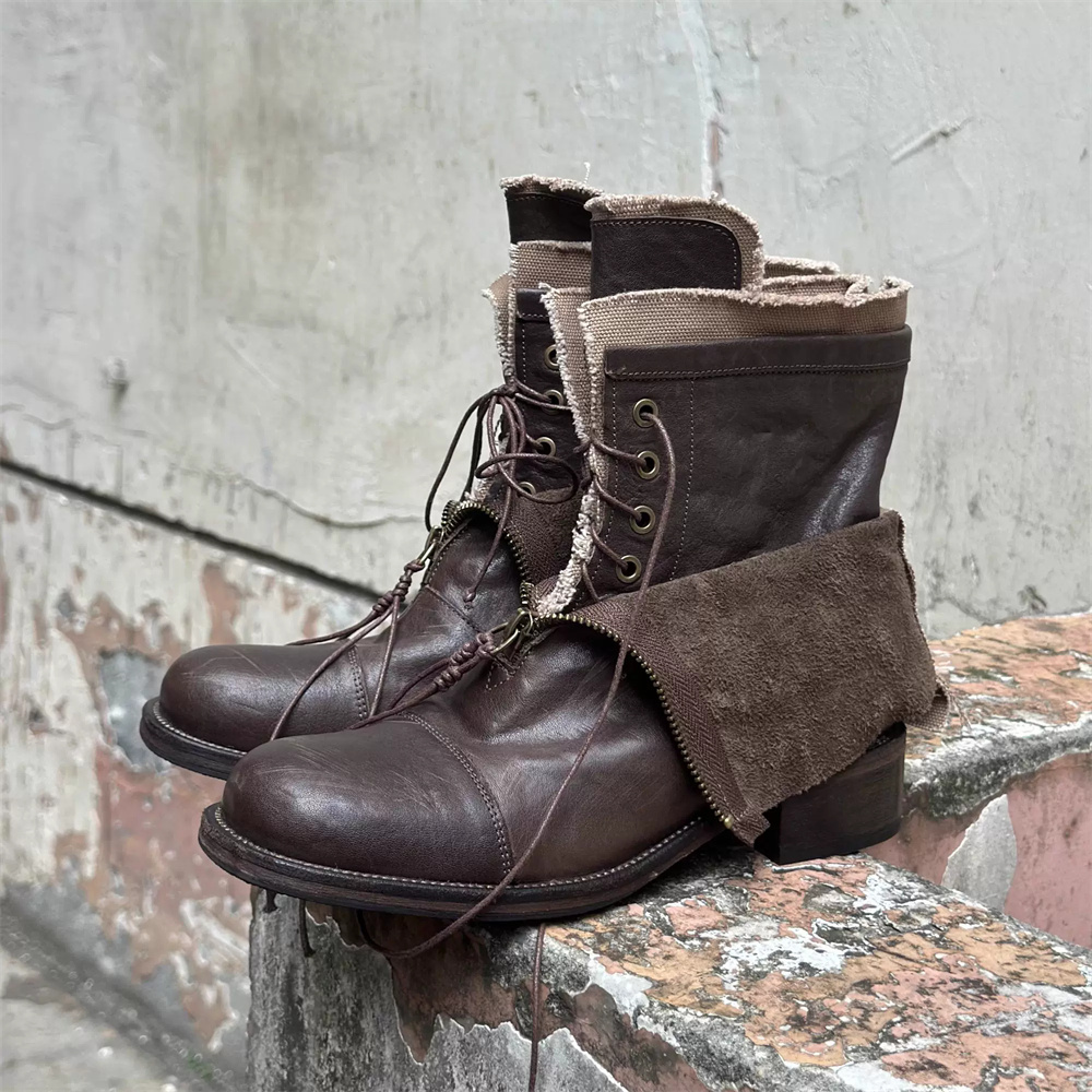 トレンドの厚底ハイエンドメンズブーツ、ワンドリングスタイル、 - Men'S Shoes Zipper のレビューと価格