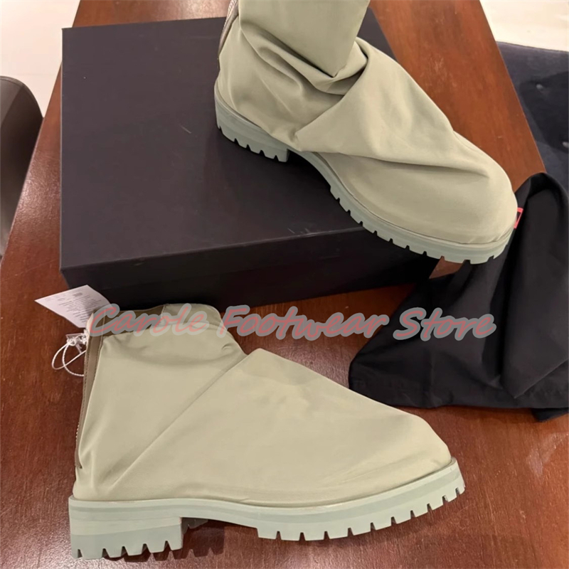 プリーツナイロン生地ハイカットメンズアンクルブーツチャンキー - Men'S Shoes Height Increase のレビューと価格