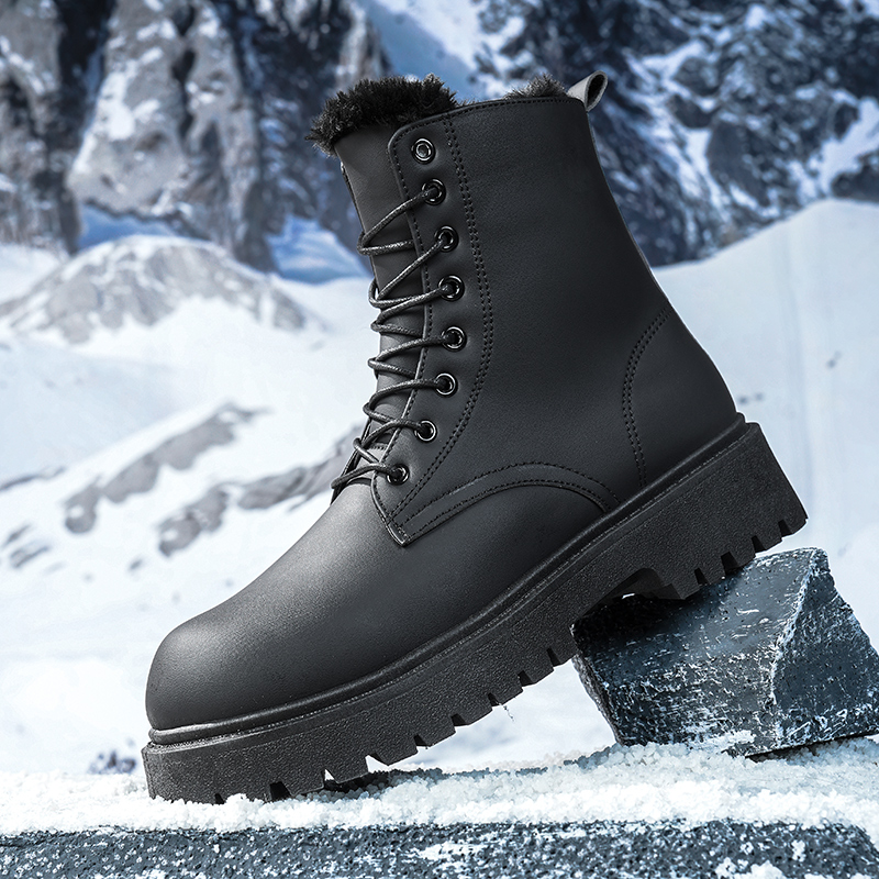 メンズ暖かいプラッシュハイカットブーツ冬用ソフトソール滑り止 - Men'S Shoes For Work のレビューと価格