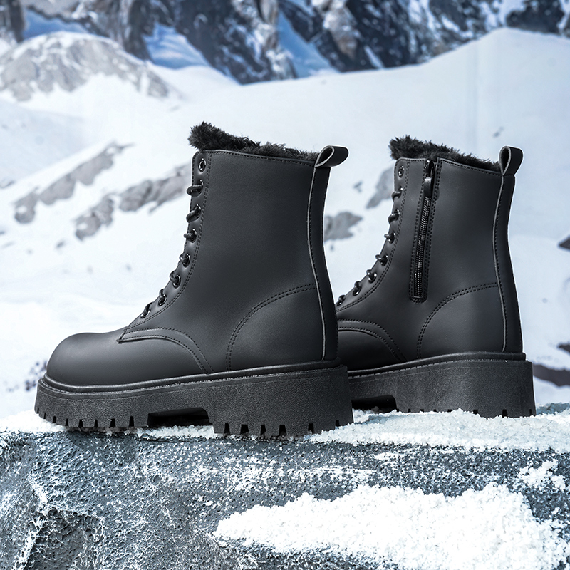メンズ暖かいプラッシュハイカットブーツ冬用ソフトソール滑り止 - Men'S Shoes For Work のレビューと価格