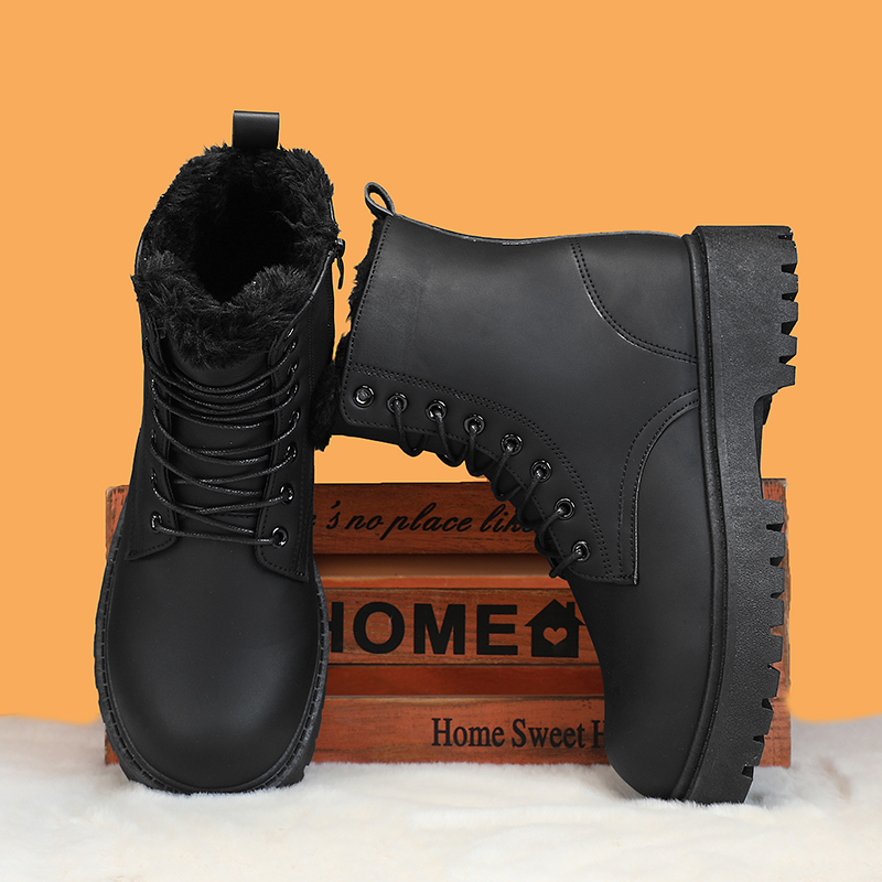 メンズ暖かいプラッシュハイカットブーツ冬用ソフトソール滑り止 - Men'S Shoes For Work のレビューと価格