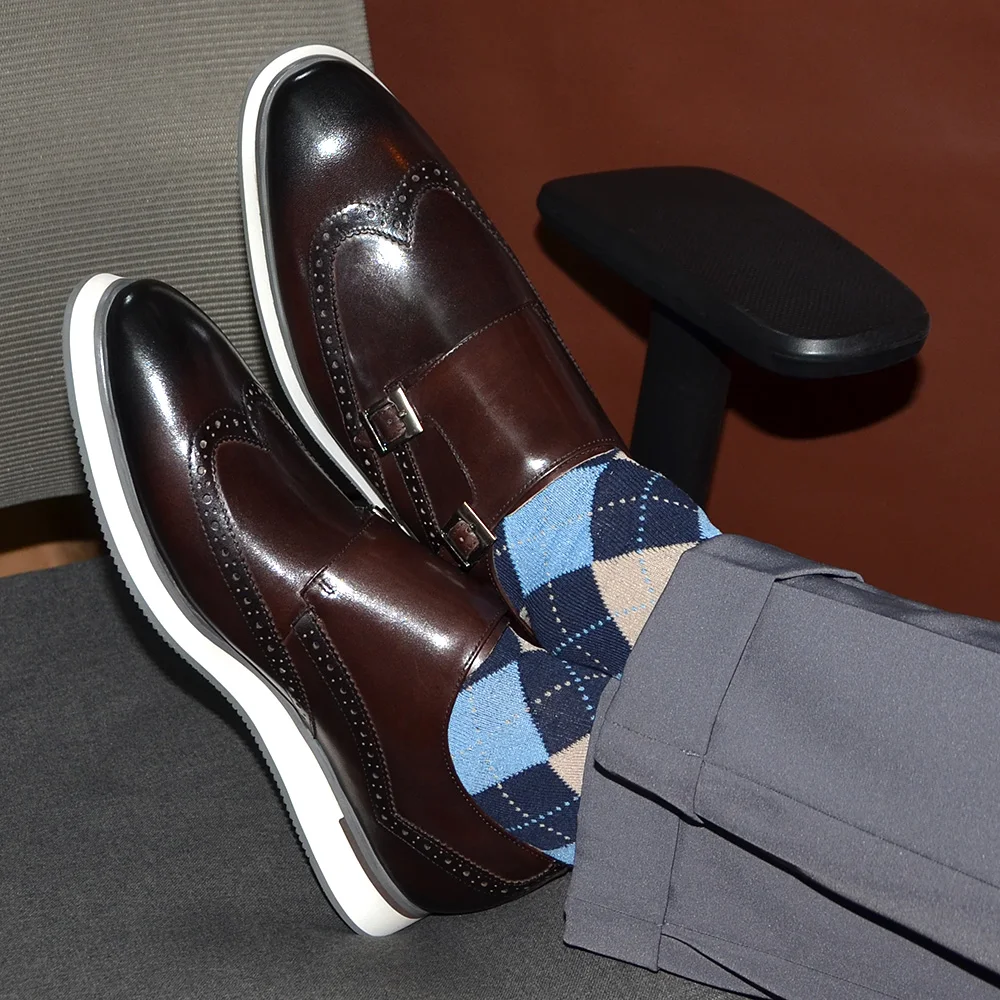 ヨーロッパの高級メンズスニーカー本革モンクストラップダブルバ - Oxford Brogue Leather のレビューと価格