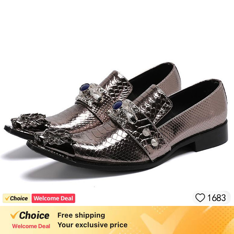 メンズポインテッドメタルトゥシューズ,スリッポンシューズ,イ - Oxford Brogue Leather のレビューと価格