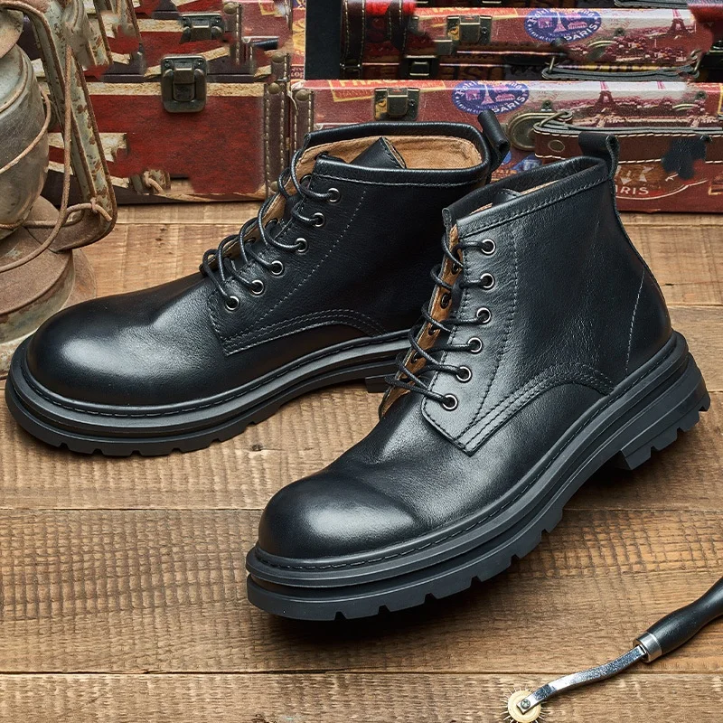 メンズレトロアンクルレザーブーツ高級ブランド品質手作り本革快 - Men'S Shoes Quality Brands のレビューと価格
