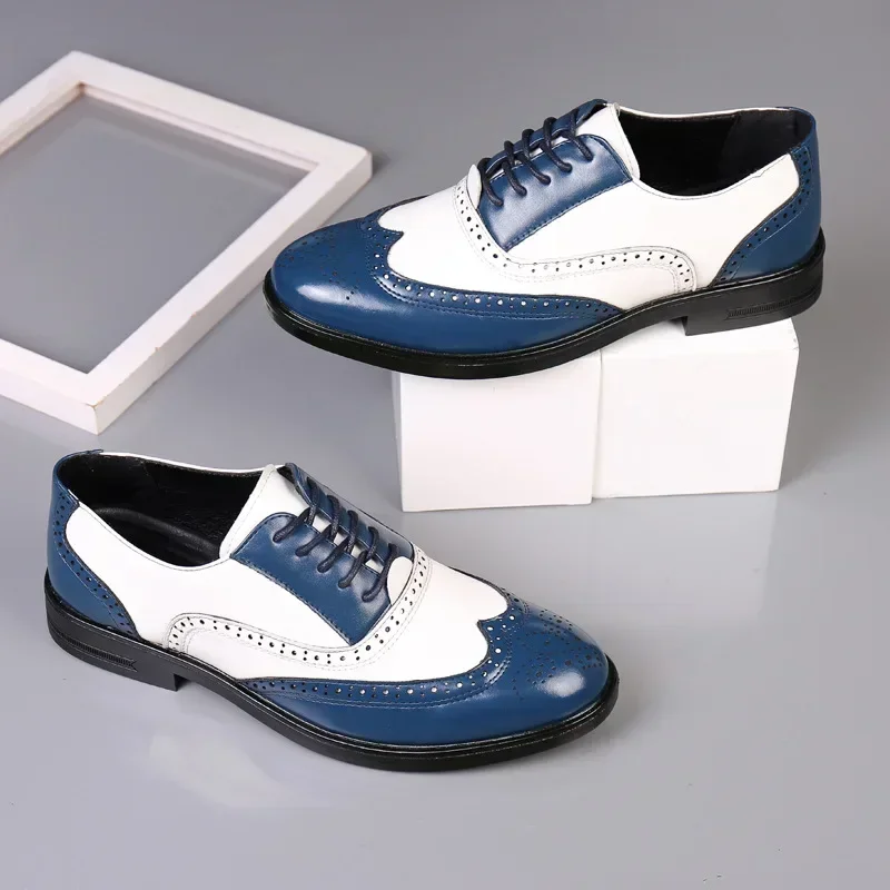 男性用レトロレザーシューズ,ミックスカラー,カジュアルオック - Oxford Brogue Leather のレビューと価格