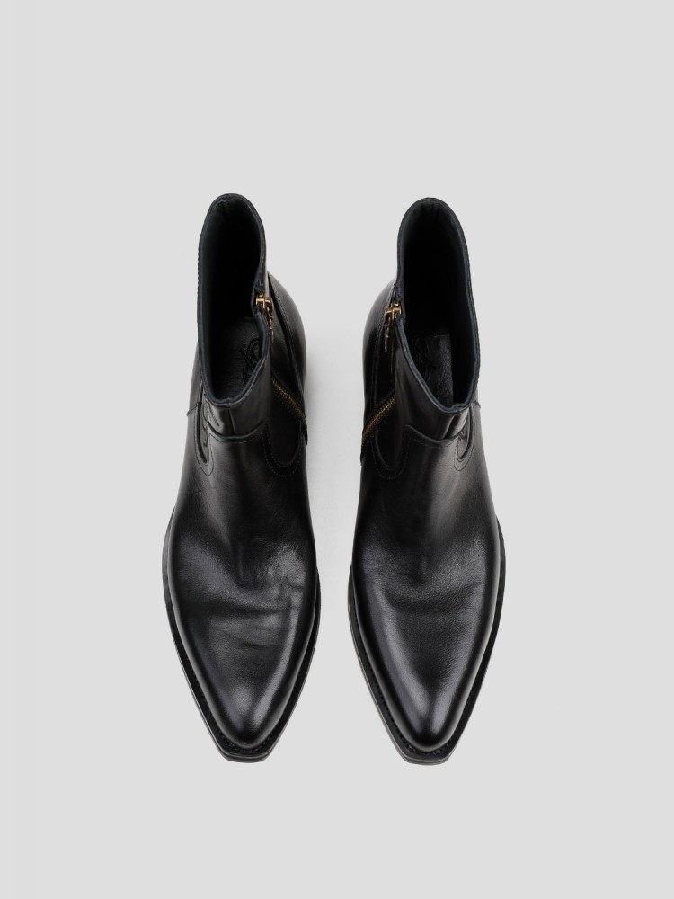 新しいメンズジッパー牛革アンクルブーツフラワーブラックハイカ - Men'S Shoes Zipper のレビューと価格