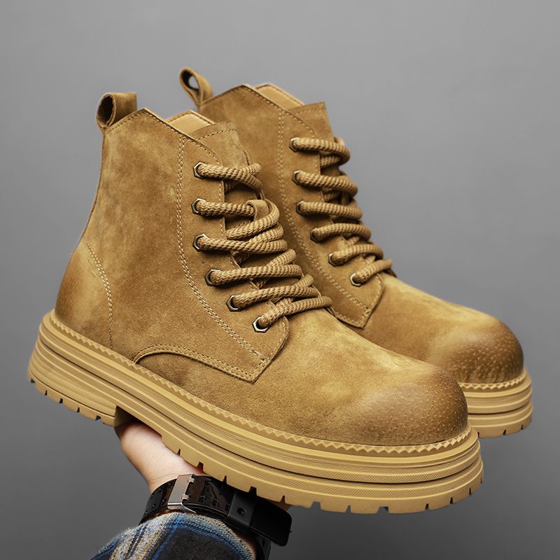 高品質男性アンクルブーツファッションレザーブーツアウトドアカ - Men'S Shoes For Work のレビューと価格