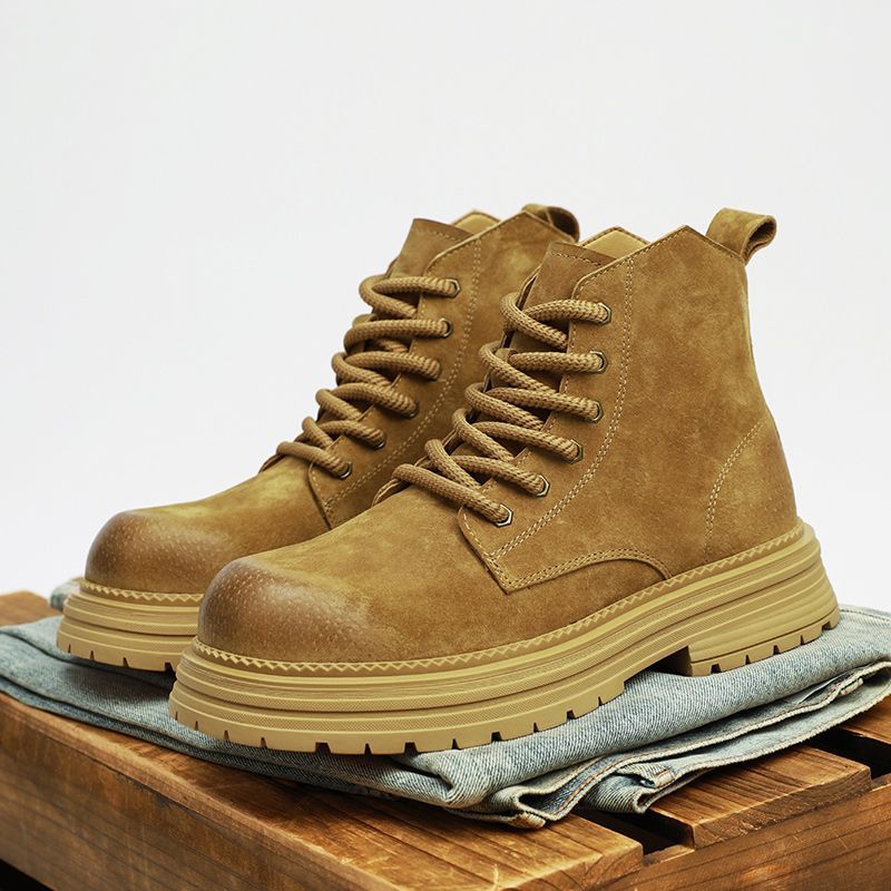 高品質男性アンクルブーツファッションレザーブーツアウトドアカ - Men'S Shoes For Work のレビューと価格