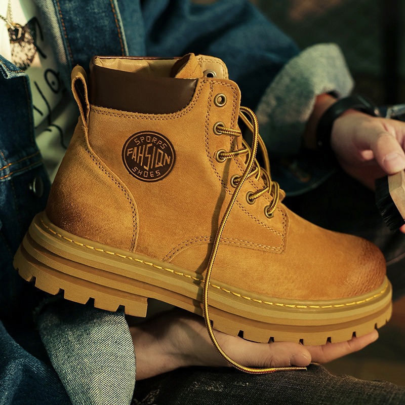 メンズ用、裏起毛の冬用ブーツ、ハイカット、レトロなデザイン、 - Men'S Shoes For Work のレビューと価格