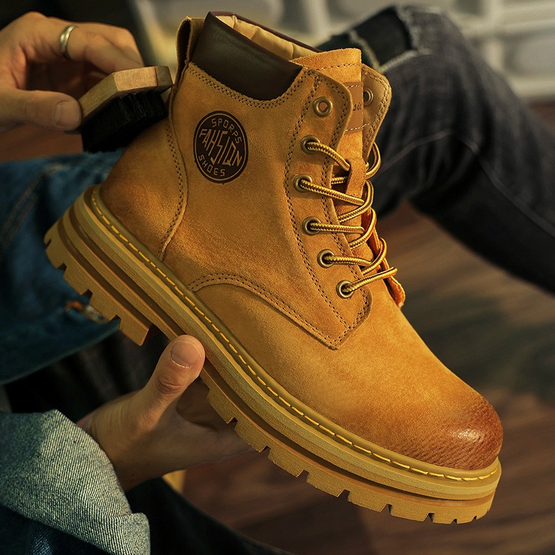 メンズ用、裏起毛の冬用ブーツ、ハイカット、レトロなデザイン、 - Men'S Shoes For Work のレビューと価格