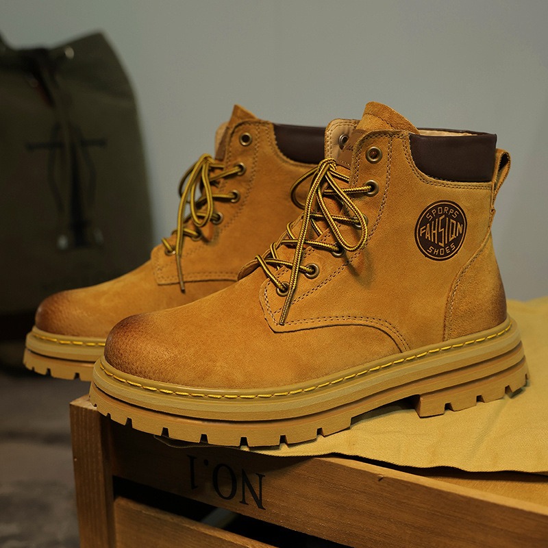 メンズ用、裏起毛の冬用ブーツ、ハイカット、レトロなデザイン、 - Men'S Shoes For Work のレビューと価格