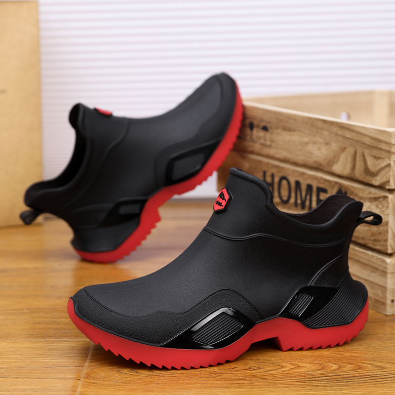 男性用レインシューズ 防水、滑り止め、耐摩耗性ショートレイン - Men'S Shoes Water Resistant のレビューと価格